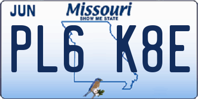 MO license plate PL6K8E