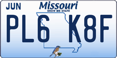 MO license plate PL6K8F