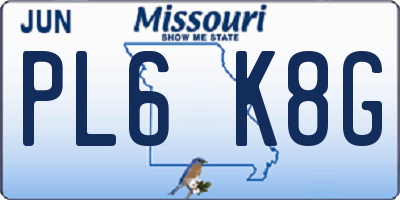 MO license plate PL6K8G