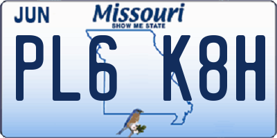 MO license plate PL6K8H