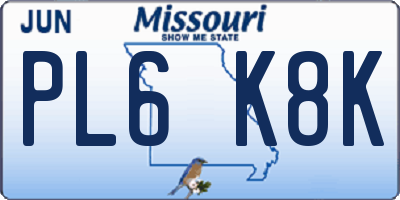 MO license plate PL6K8K