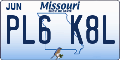 MO license plate PL6K8L