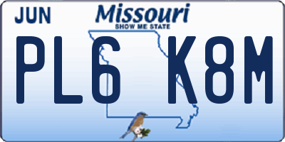 MO license plate PL6K8M