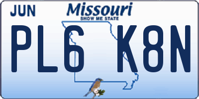 MO license plate PL6K8N