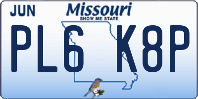 MO license plate PL6K8P
