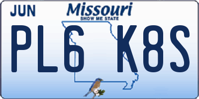 MO license plate PL6K8S