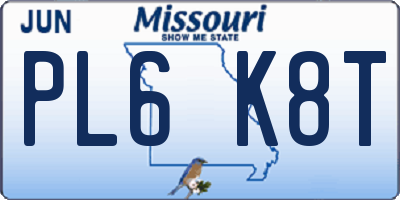 MO license plate PL6K8T