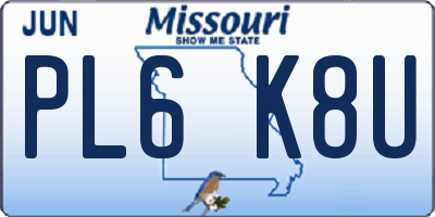MO license plate PL6K8U