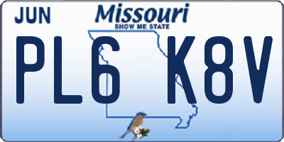 MO license plate PL6K8V
