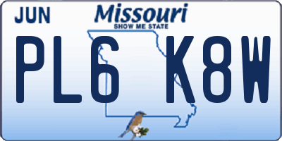 MO license plate PL6K8W