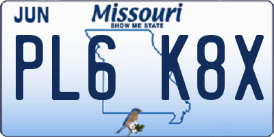 MO license plate PL6K8X