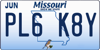 MO license plate PL6K8Y