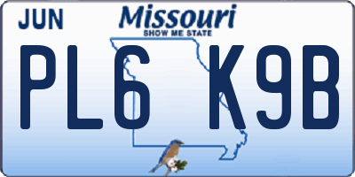 MO license plate PL6K9B