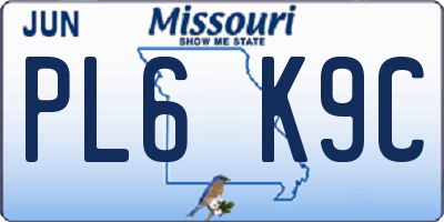 MO license plate PL6K9C