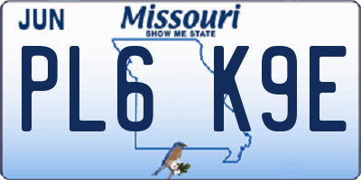 MO license plate PL6K9E