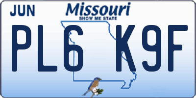 MO license plate PL6K9F