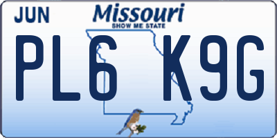 MO license plate PL6K9G