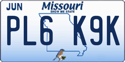 MO license plate PL6K9K