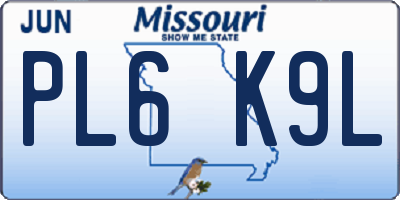MO license plate PL6K9L