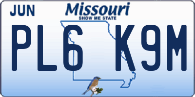 MO license plate PL6K9M