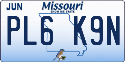 MO license plate PL6K9N