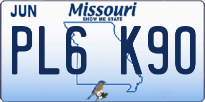 MO license plate PL6K9O