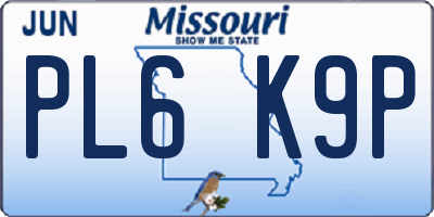 MO license plate PL6K9P
