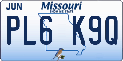 MO license plate PL6K9Q