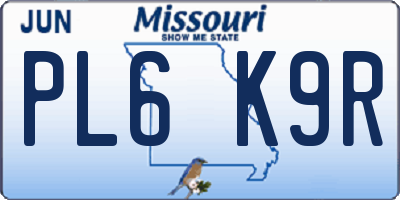 MO license plate PL6K9R