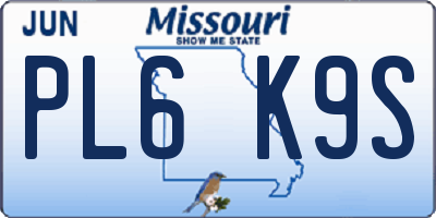 MO license plate PL6K9S