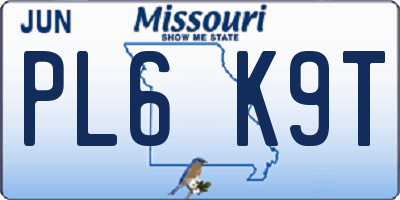 MO license plate PL6K9T