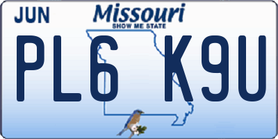 MO license plate PL6K9U