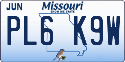 MO license plate PL6K9W