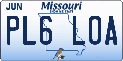 MO license plate PL6L0A