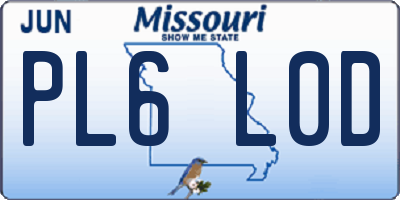 MO license plate PL6L0D
