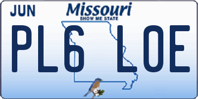 MO license plate PL6L0E