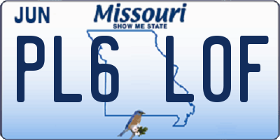MO license plate PL6L0F
