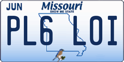 MO license plate PL6L0I