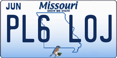 MO license plate PL6L0J