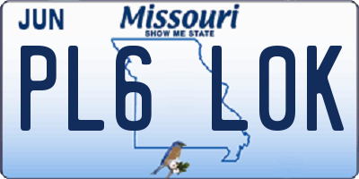 MO license plate PL6L0K