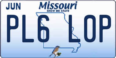 MO license plate PL6L0P
