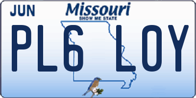 MO license plate PL6L0Y