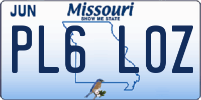 MO license plate PL6L0Z
