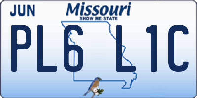 MO license plate PL6L1C