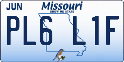 MO license plate PL6L1F