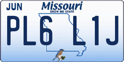 MO license plate PL6L1J