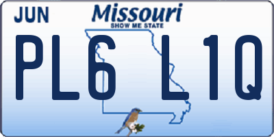 MO license plate PL6L1Q