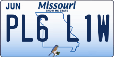 MO license plate PL6L1W