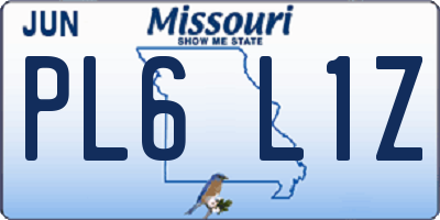 MO license plate PL6L1Z