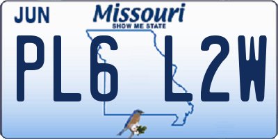 MO license plate PL6L2W